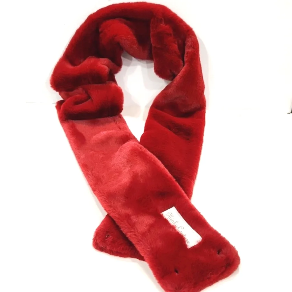 Minky Couture Luxury Plush Deep Red Scarf NWOT
